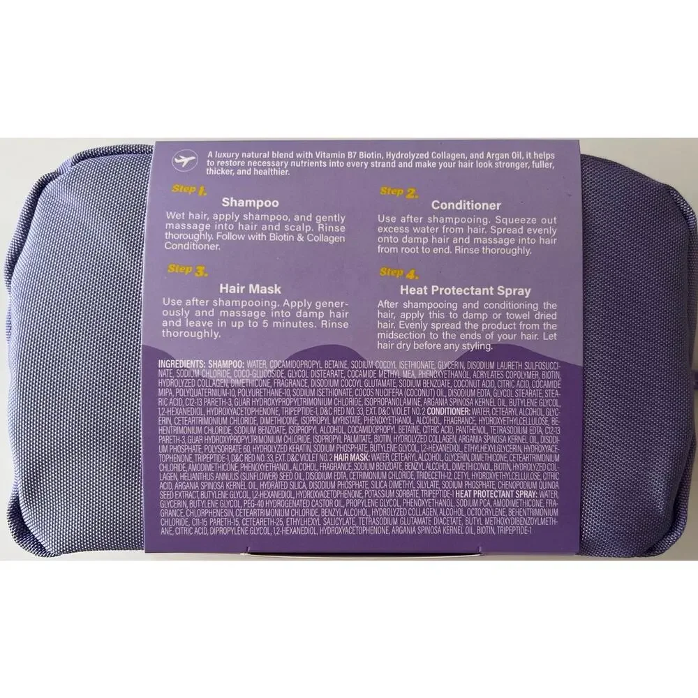 Luseta Biotin and Collagen Jet-Set Hair Strengthen Kit, Travel Size Shampoo Mask